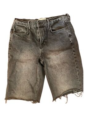 Boden Black Denim Cutoff Shorts Raw Hem Distressed High Rise Size 28